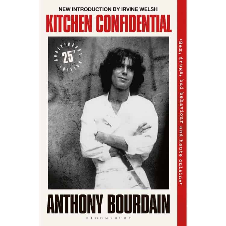 Kitchen Confidential by Anthony Bourdain book cover.