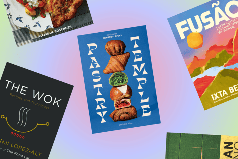 Hero image for article about the best cookbook covers featuring Pastry Temple, FUASAO, The Wok and more.
